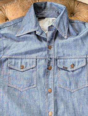 Vintage 70s/80s Roebucks Denim Work Shirt Cotton Size Large 16 - 16 1/2